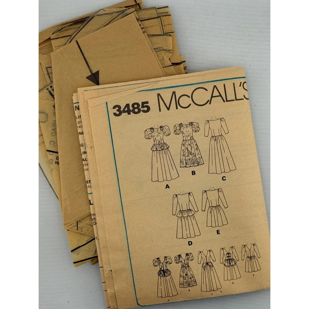 McCalls 3485 Sewing Pattern Women Size 8 Multicolor Good Vintage 80s Prom Gown